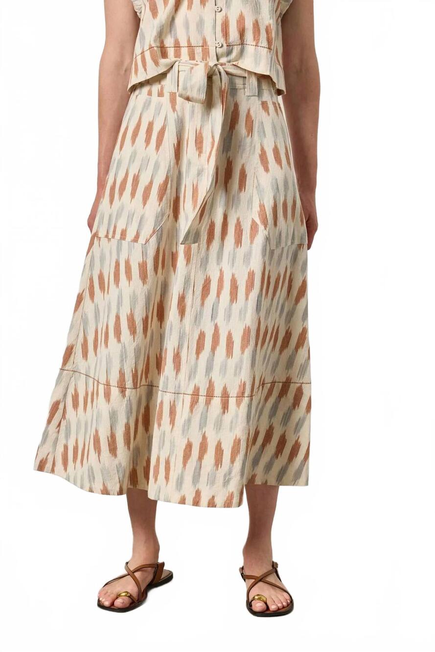 NEW LILLA P ikat long skirt in beige
